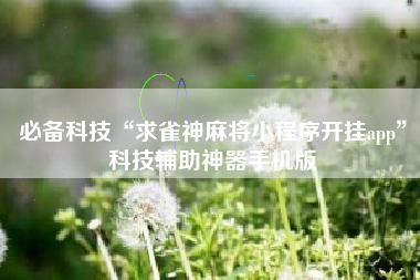 必备科技“求雀神麻将小程序开挂app”科技辅助神器手机版