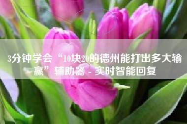 3分钟学会“10块20的德州能打出多大输赢”辅助器 - 实时智能回复