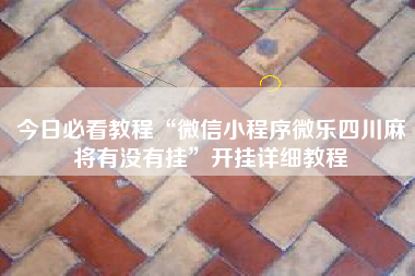 今日必看教程“微信小程序微乐四川麻将有没有挂”开挂详细教程