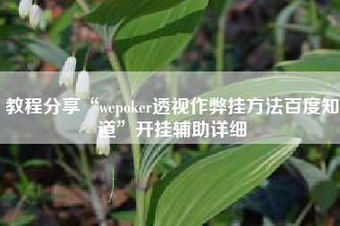 教程分享“wepoker透视作弊挂方法百度知道	”开挂辅助详细