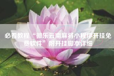 必看教程“微乐云南麻将小程序开挂免费软件”附开挂脚本详细