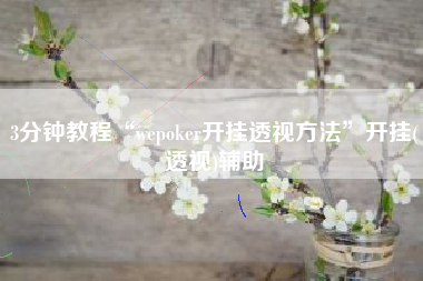 3分钟教程“wepoker开挂透视方法”开挂(透视)辅助