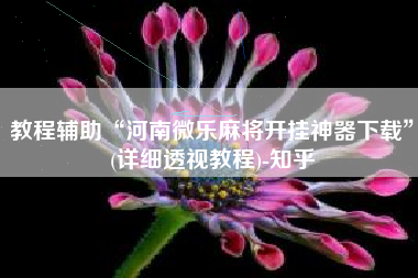 教程辅助“河南微乐麻将开挂神器下载	”(详细透视教程)-知乎