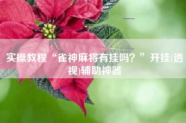 实操教程“雀神麻将有挂吗？	”开挂(透视)辅助神器