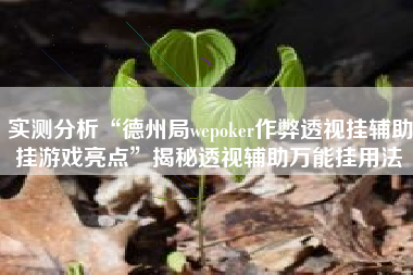 实测分析“德州局wepoker作弊透视挂辅助挂游戏亮点	”揭秘透视辅助万能挂用法