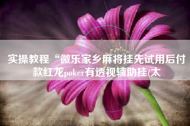 实操教程“微乐家乡麻将挂先试用后付款红龙poker有透视辅助挂(太