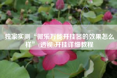 独家实测“微乐万能开挂器的效果怎么样”(透视)开挂详细教程