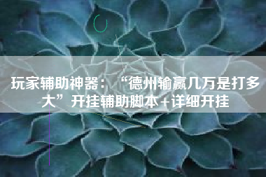 玩家辅助神器：“德州输赢几万是打多大	”开挂辅助脚本+详细开挂