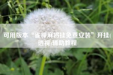 可用版本“雀神麻将挂免费安装	”开挂(透视)辅助教程