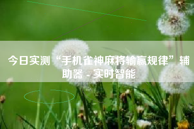 今日实测“手机雀神麻将输赢规律”辅助器 - 实时智能