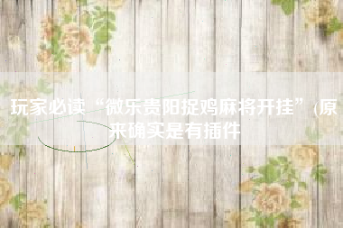 玩家必读“微乐贵阳捉鸡麻将开挂”(原来确实是有插件