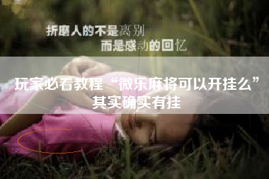 玩家必看教程“微乐麻将可以开挂么”其实确实有挂