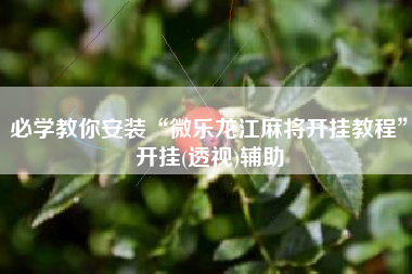 必学教你安装“微乐龙江麻将开挂教程	”开挂(透视)辅助