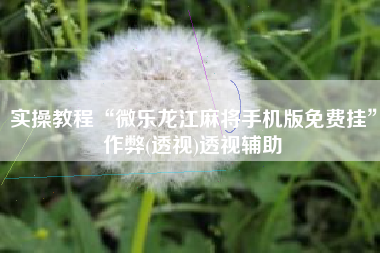 实操教程“微乐龙江麻将手机版免费挂	”作弊(透视)透视辅助