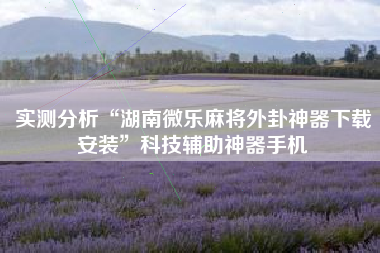 实测分析“湖南微乐麻将外卦神器下载安装”科技辅助神器手机