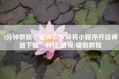 3分钟教程“雀神广东麻将小程序开挂神器下载”开挂(透视)辅助教程