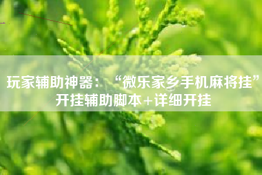 玩家辅助神器：“微乐家乡手机麻将挂	”开挂辅助脚本+详细开挂