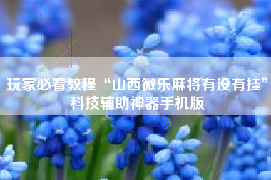 玩家必看教程“山西微乐麻将有没有挂	”科技辅助神器手机版